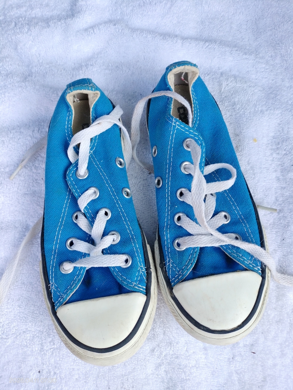 Converse Kids Bright Blue Canvas Lace-Up Sneakers Sz 12 Skater Retro School